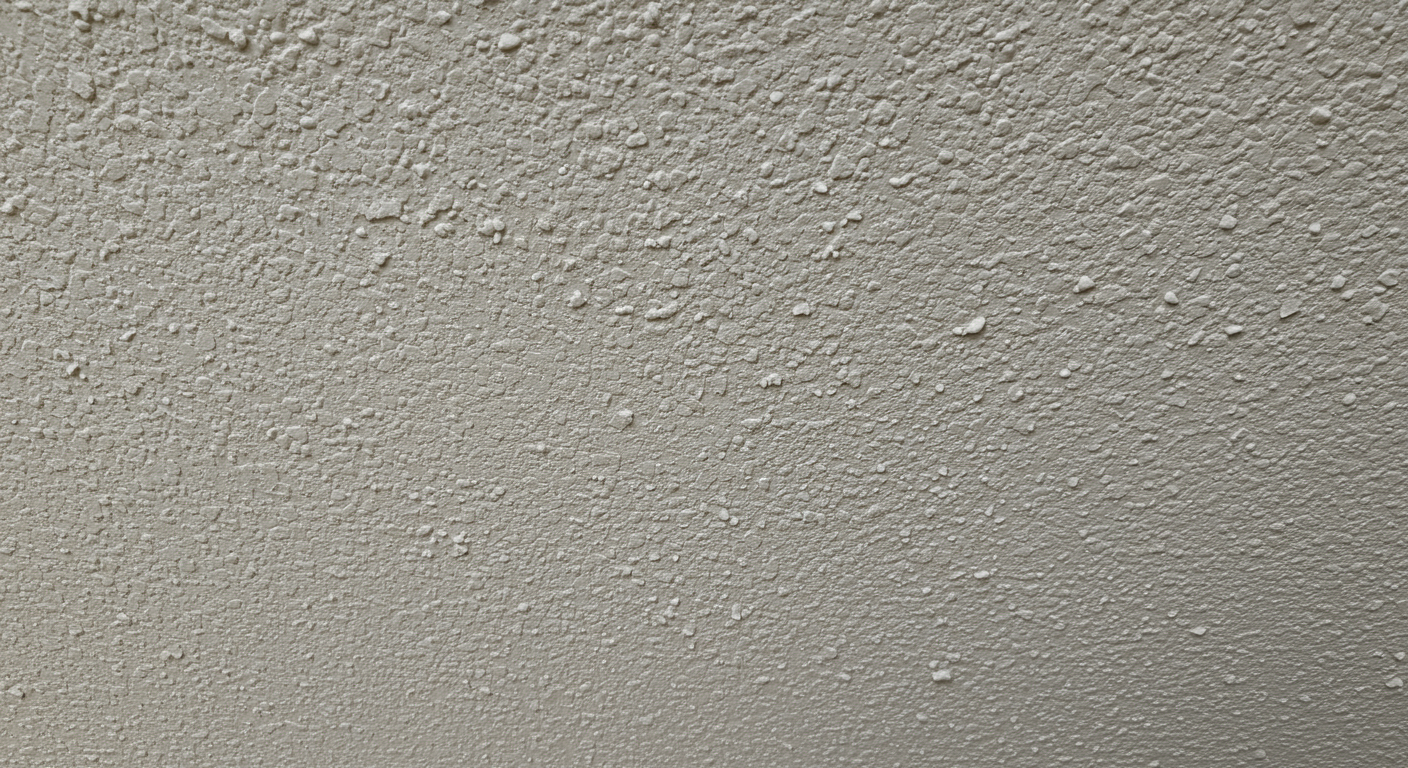 A close-up shot of a popcorn ceiling texture, highlighting its unique bumpy surface. The image captures the intricate details of the texture, showcasing its acoustic properties.